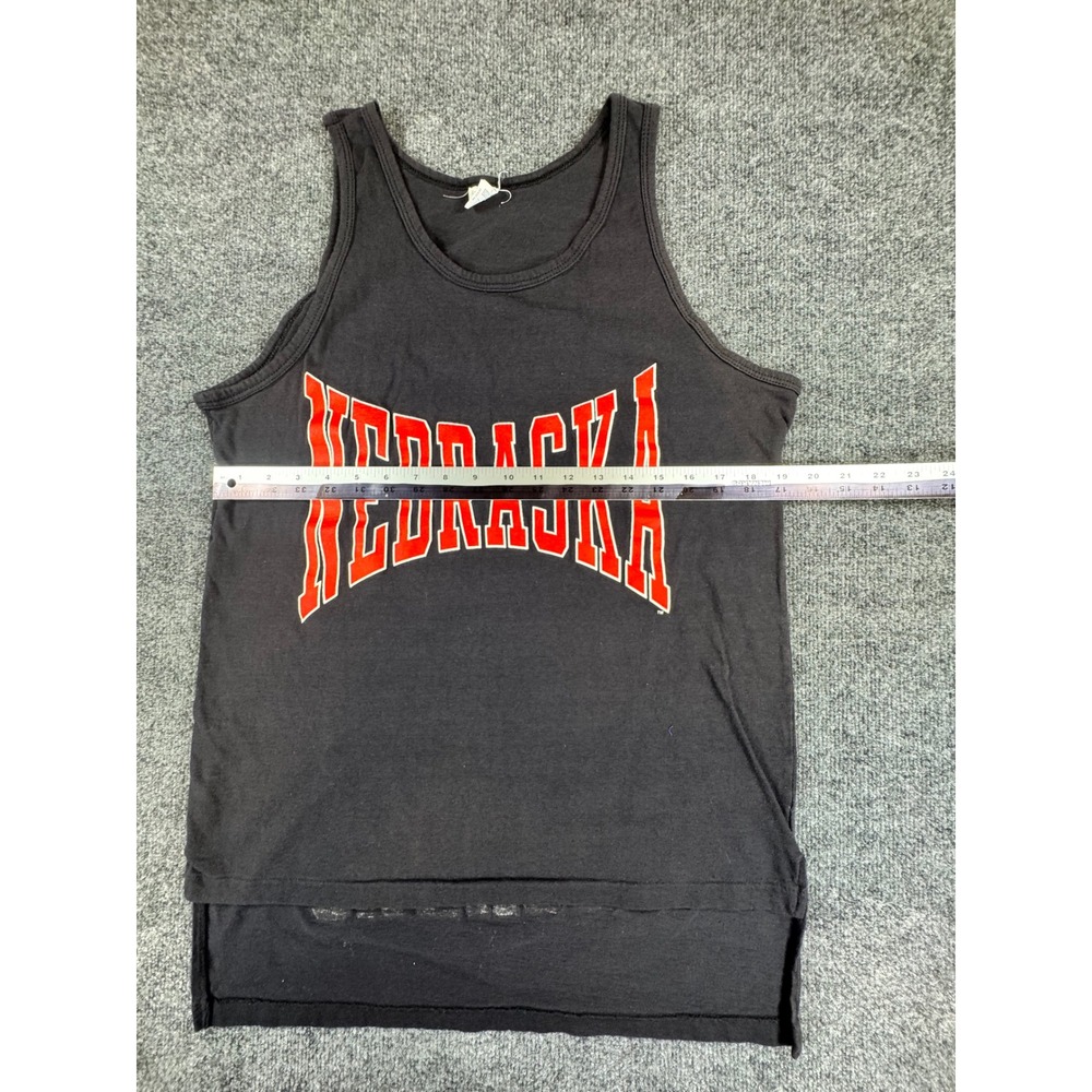 Vintage Artex Nebraska Huskers Tank Top Black Red Cotton Made in USA Large - Picture 3 of 6